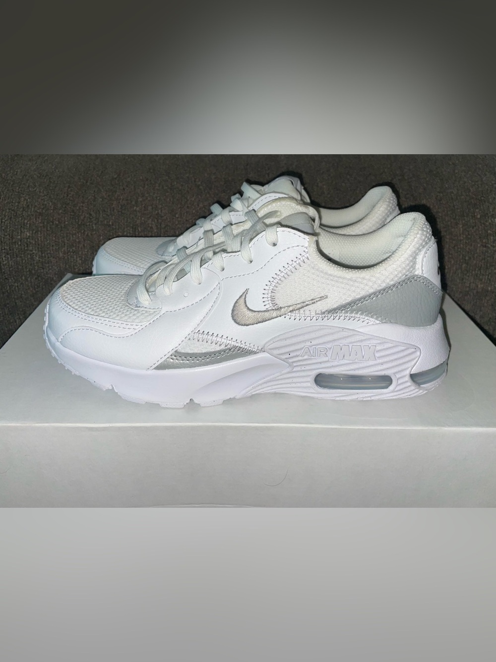 Nike White and Silver Air Max Runner Sneakers